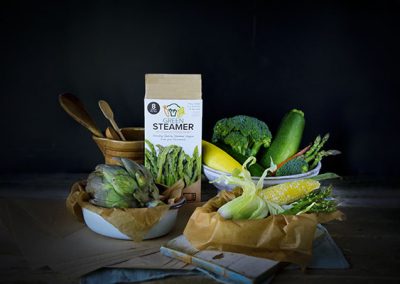 green steamer with veggies